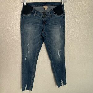 Indigo Blue Distressed Cropped Maternity Jeans Size M